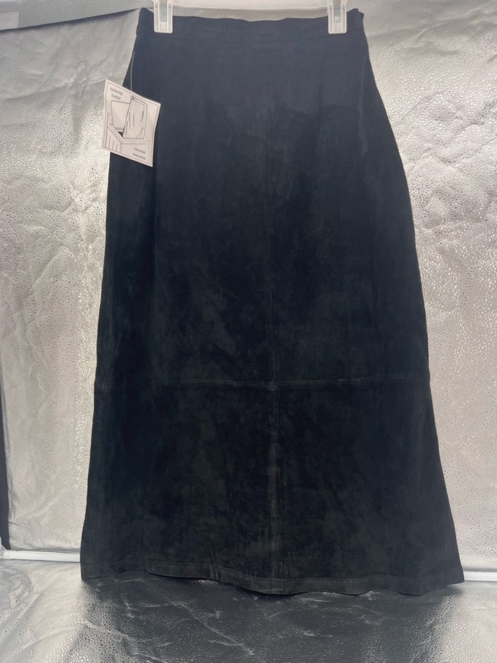 Stan Herman Studio Genuine Suede Office Minimalist Skirt Black Size 10 Goth